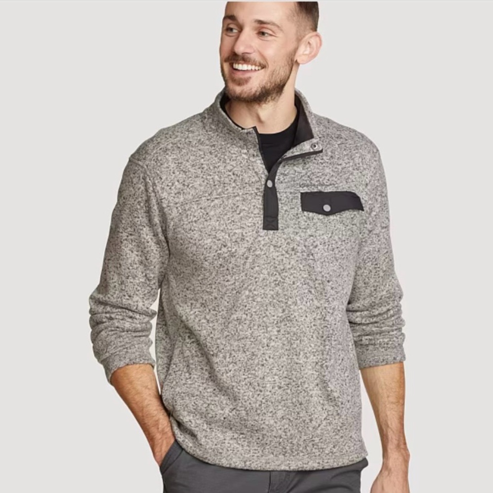 Eddie Bauer Men's Convector Snap Mock Sweater M Like New